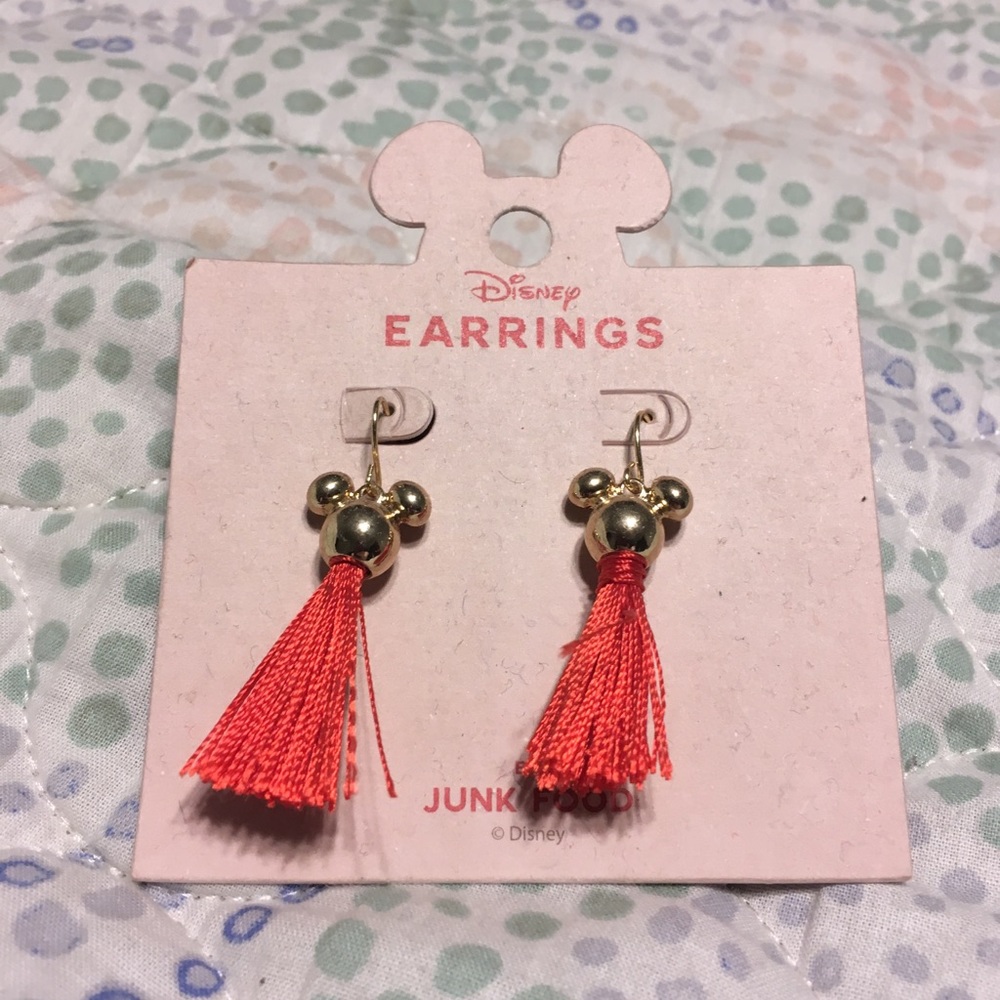 Disney Mickey Mouse Gold and Red Tassel Earrings